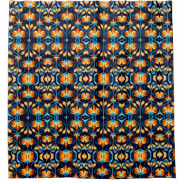 Art-Deco-Blume in Orange Duschvorhang