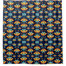 Art-Deco-Blume in Orange Duschvorhang