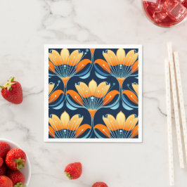 Art-Deco-Blume in Orange Serviette