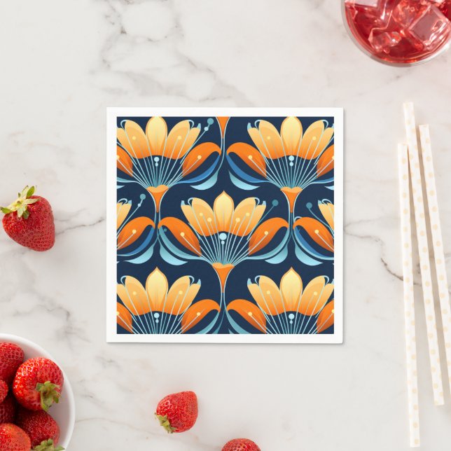 Art-Deco-Blume in Orange Serviette (Beispiel)