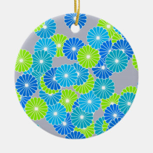 Art Deco Blume Muster - blau und lila grün Keramikornament