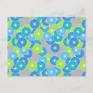 Art Deco Blume Muster - blau und lila grün Postkarte