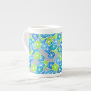 Art Deco Blume Muster - blau und lila grün Prozellantasse