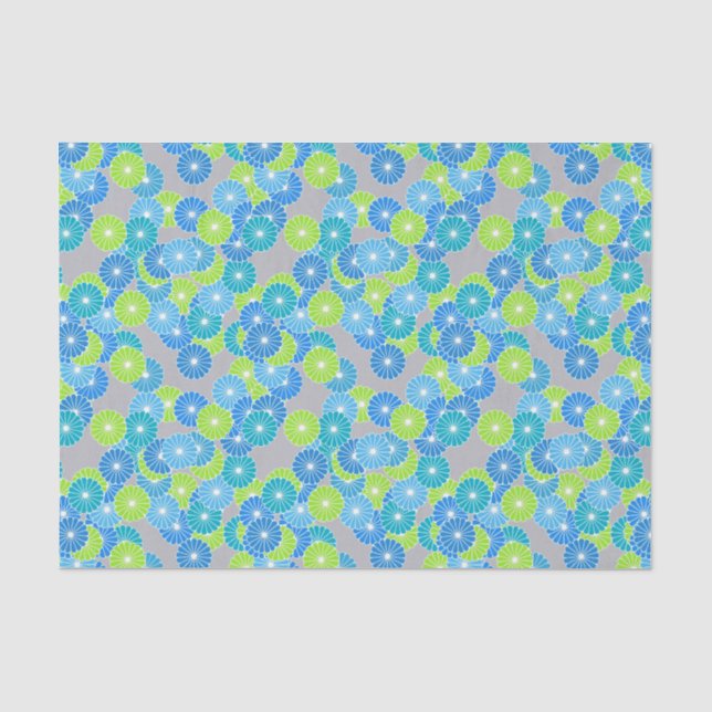 Art Deco Blume Muster - blau und lila grün Seidenpapier (Vorderseite)