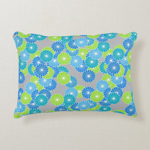 Art Deco Blume Muster - blau und lila grün Zierkissen