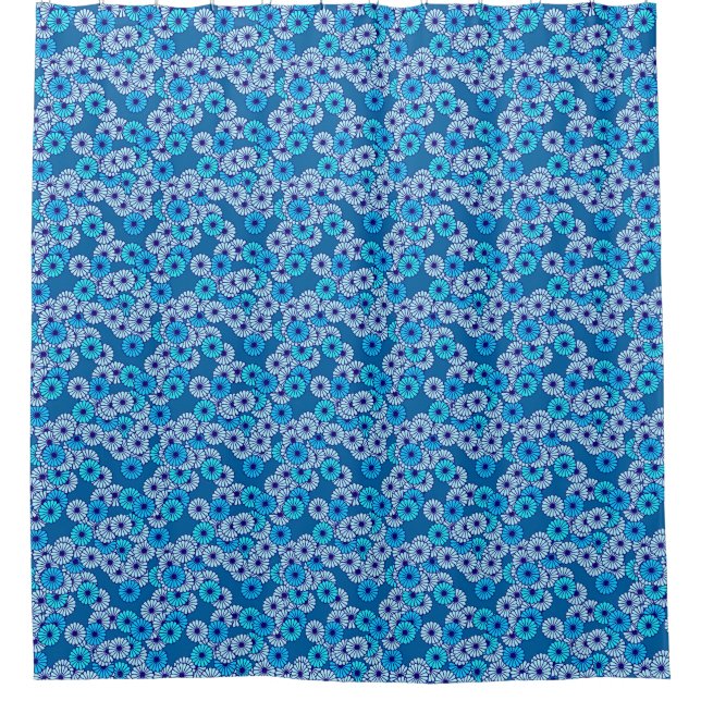 Art Deco Blume Muster - Blautöne Duschvorhang (Vorderseite)