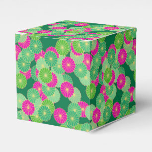Art Deco Blume Muster - Grüntöne, Fuchsia Geschenkschachtel