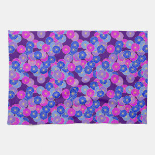 Art Deco Blume Muster - violett, blau und lila Geschirrtuch