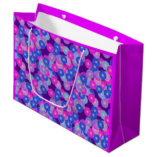 Art Deco Blume Muster - violett, blau und lila Große Geschenktüte