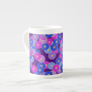 Art Deco Blume Muster - violett, blau und lila Prozellantasse