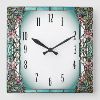 Art Deco-Blume Quadratische Wanduhr