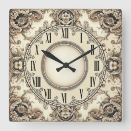 Art Deco-Blume Quadratische Wanduhr