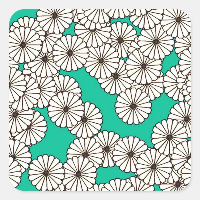 Art-Déco-Blume Quadratischer Aufkleber (Vorderseite)