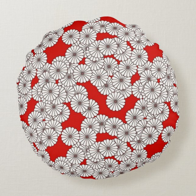 Art-Deco-Blume Rundes Kissen (Rückseite)