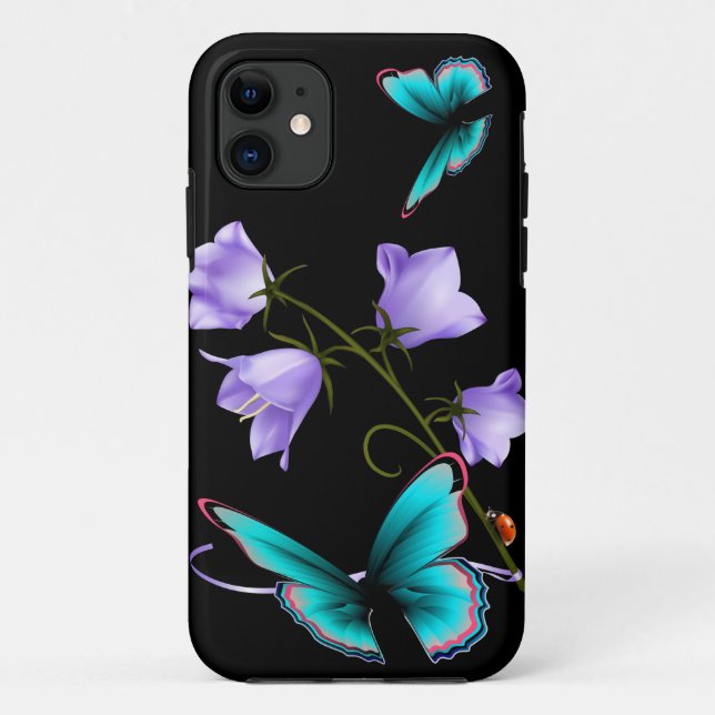 Art Deco Blume und Schmetterling Case-Mate iPhone Hülle (Rückseite)
