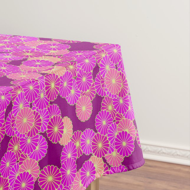 Art-Déco-Blume - Violett-, Korallenfarben Tischdecke (Beispiel)