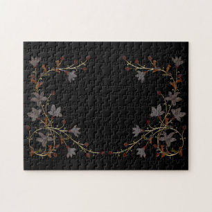 Art Deco Blumen auf Schwarz