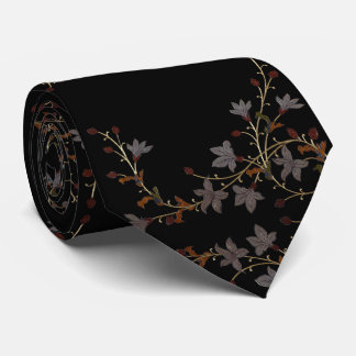 Art Deco Blumen auf Schwarz Krawatte