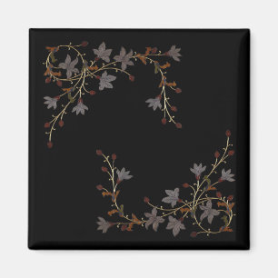 Art Deco Blumen auf Schwarz Magnet