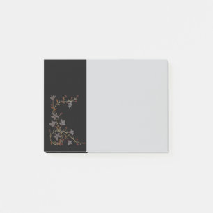 Art Deco Blumen auf Schwarz Post-it Klebezettel