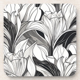 Art Deco Blumen Hartplastik-Untersetzer-Set Getränkeuntersetzer