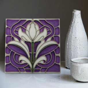 Art Deco Blumendekor für Wände Art Nouveau Keramik Fliese