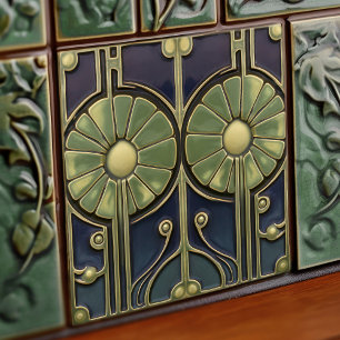 Art Deco Blumendekor Wanddekoration Art Nouveau Gä Fliese