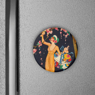 Art Deco Blumenpflückender Magnet