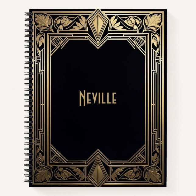 Art Deco Blumenrahmen Notizbuch (Vorderseite)