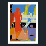 Art Deco Boarding Poster<br><div class="desc">Vintage Kunst Deko Seefahrerplakat zeigt an der Anlegestelle Boarding eines Schiffes.</div>