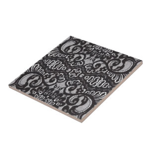Art Deco Bohemian Chic floral gotisch schwarze Spi Fliese