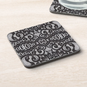 Art Deco Bohemian Chic floral gotische schwarze Sp Untersetzer