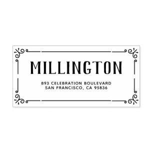 Art Deco Border Familienname & Rücksendeadresse Gummistempel