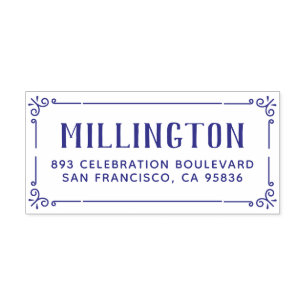 Art Deco Border Familienname & Rücksendeadresse Permastempel