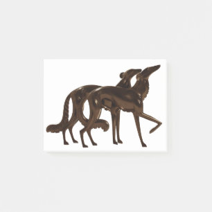 Art Deco Borzoi-Duo Bronze Post-it Klebezettel