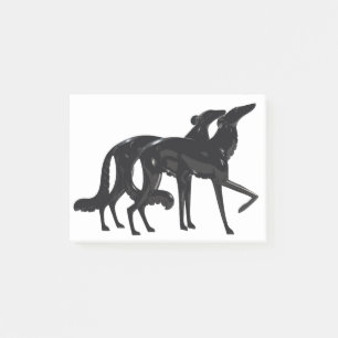 Art Deco Borzoi Duo Schwarz Post-it Klebezettel