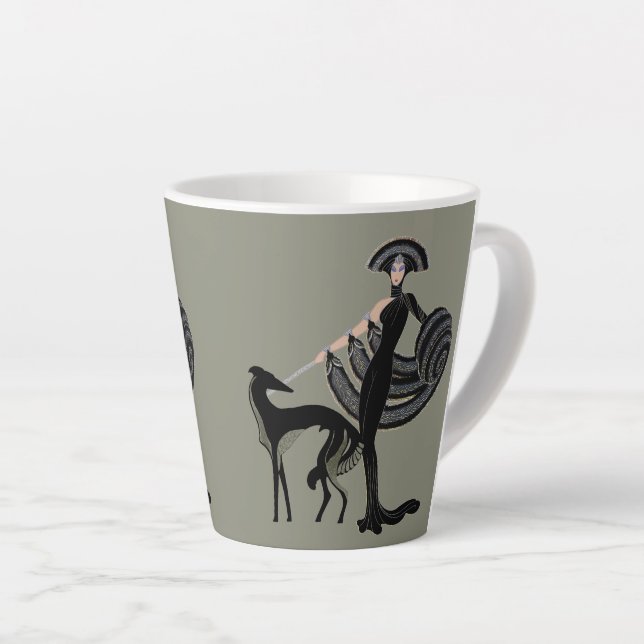 Art Deco Borzoi Latte Tasse (Rechte Ecke)