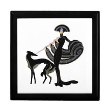 Art Déco Borzoi mit Modell