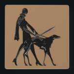 Art Deco Borzoi Quadratische Wanduhr<br><div class="desc">Ideal für den Borzoi Liebhaber.</div>