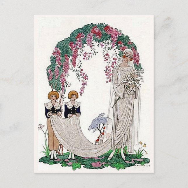 Art Deco Braut Postkarte (Vorderseite)