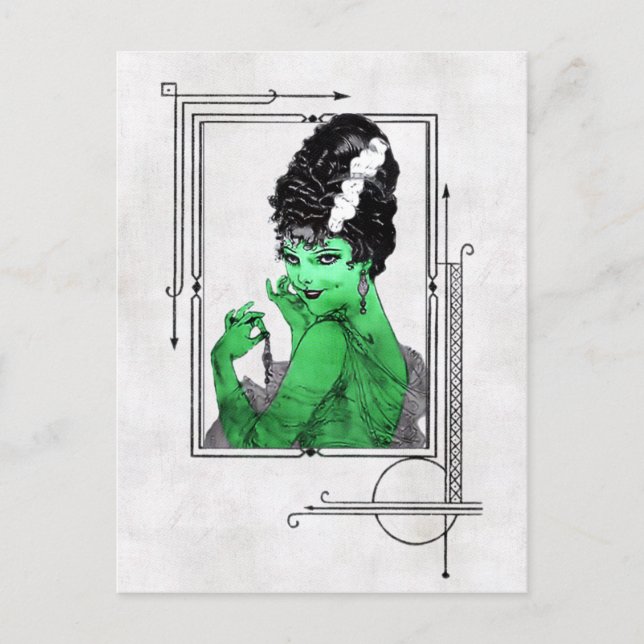 Art Deco Braut Postkarte (Vorderseite)