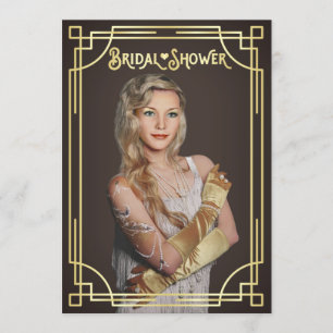 Art Deco Brautparty Gold Schokolade Ihr Foto Einladung