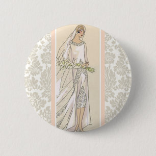 Art Deco Bride Button