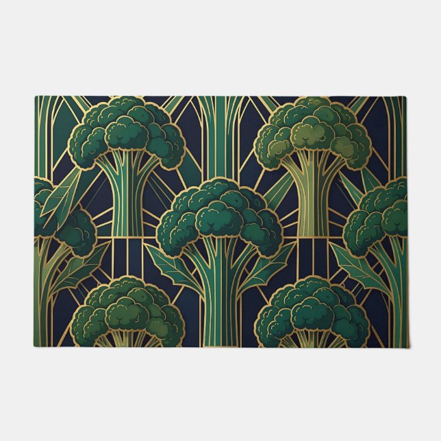 Art Deco Brokkolimuster Fußmatte (Vorderseite)