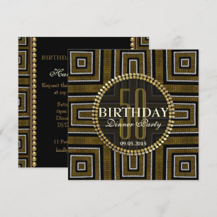 Art Deco Bronze Gold 50. Geburtstag Einladung