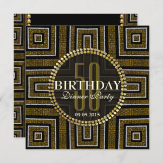 Art Deco Bronze Gold 50. Geburtstag Einladung