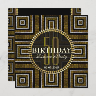 Art Déco Bronze Or 50e anniversaire Invitation