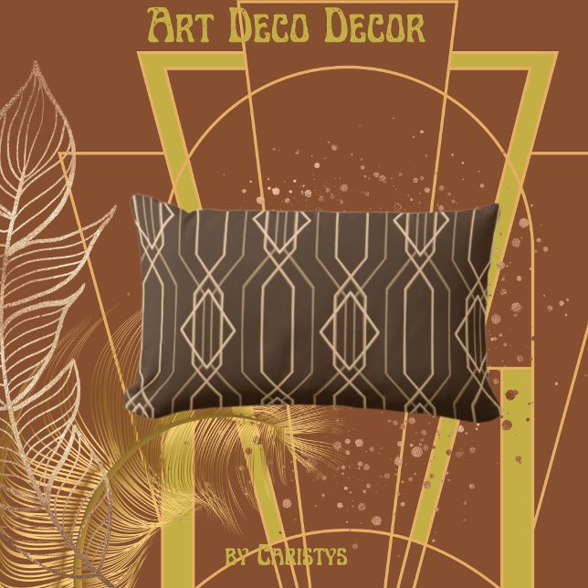Art Deco Brown & Gold Lendenkissen (Von Creator hochgeladen)