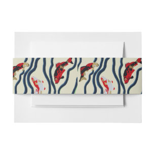 Art Deco Bunte Karpfen Schwimmen Marine Dekor Einladungsbanderole