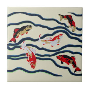 Art Deco Bunte Karpfen Schwimmen Marine Dekor Fliese